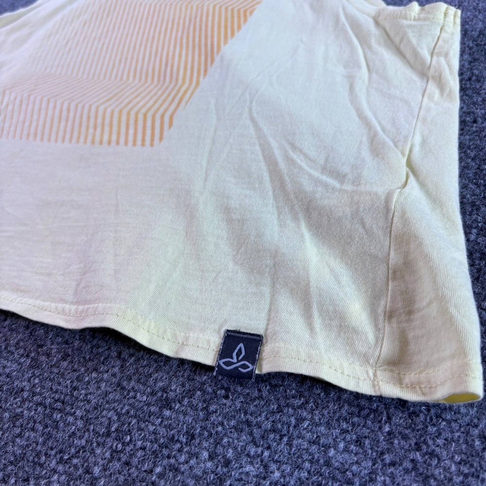 prAna Graphic Muscle Tank Women Small Yellow Organic Cotton Geometric Sleeveless - Picture 2 of 5